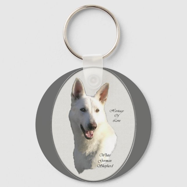 White German Shepherd Gifts Key Ring (Front)