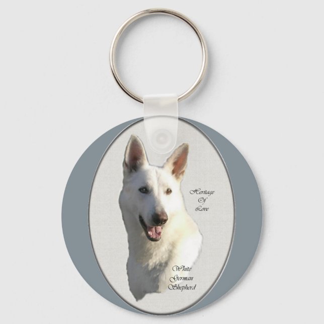 White German Shepherd Gifts Key Ring (Front)