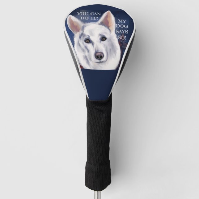 WHITE GERMAN SHEPHERD     GOLF HEAD COVER (Front)