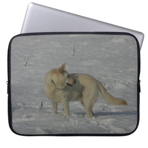 White German Shepherd in the Snow Laptop Sleeve
