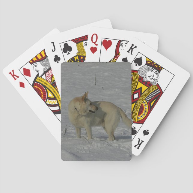 White German Shepherd  in the Snow Playing Cards (Back)