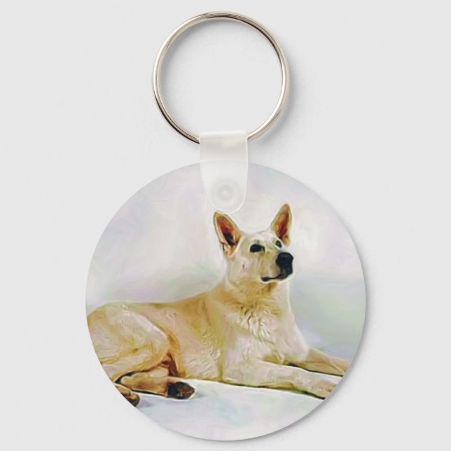 White German Shepherd Key Ring (Front)