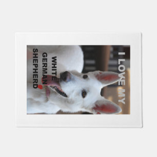 white german shepherd love w pic doormat