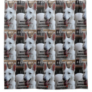 white german shepherd love w pic shower curtain
