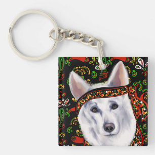 WHITE GERMAN SHEPHERD MEXICO KEY RING