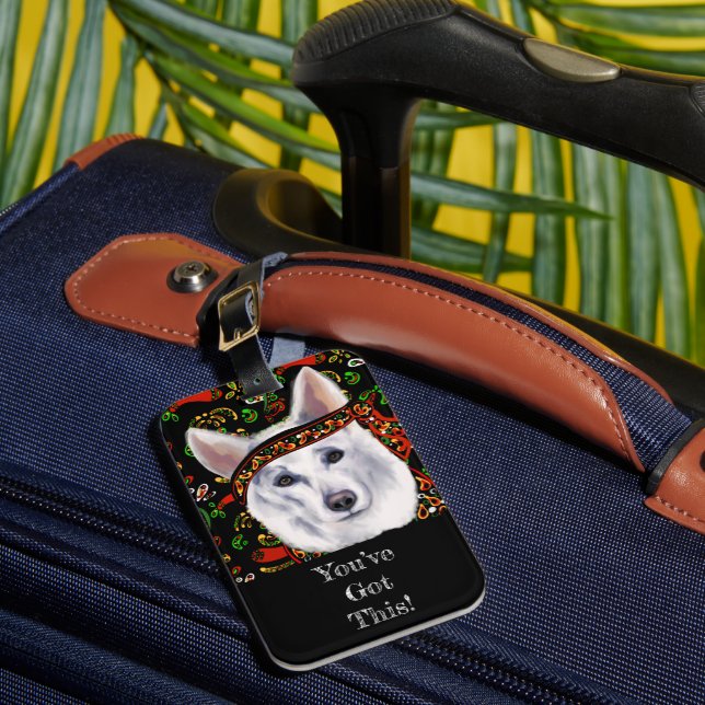 WHITE GERMAN SHEPHERD  MEXICO    LUGGAGE TAG (Front Insitu 1)