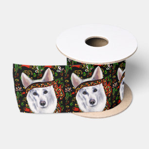 WHITE GERMAN SHEPHERD MEXICO SATIN RIBBON