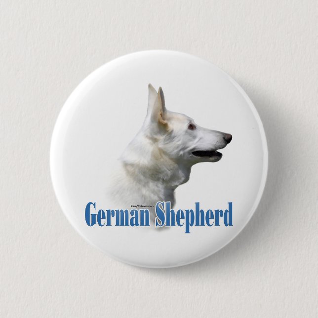 White German Shepherd Name - Button (Front)