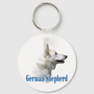 White German Shepherd Name Keychain