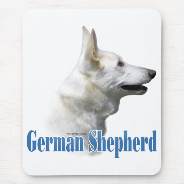 White German Shepherd Name Mouse Mat (Front)