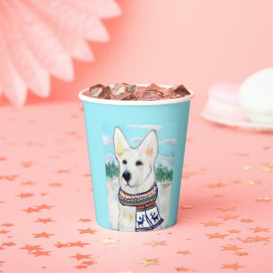 White German Shepherd Paper Cups