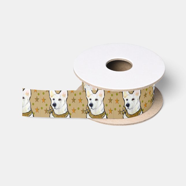 White German Shepherd Soldier Satin Ribbon (Spool)