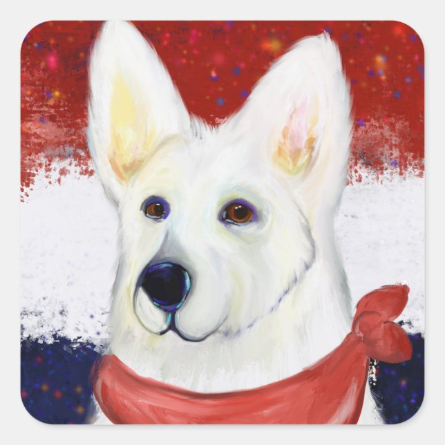  White German Shepherd      Square Sticker (Front)