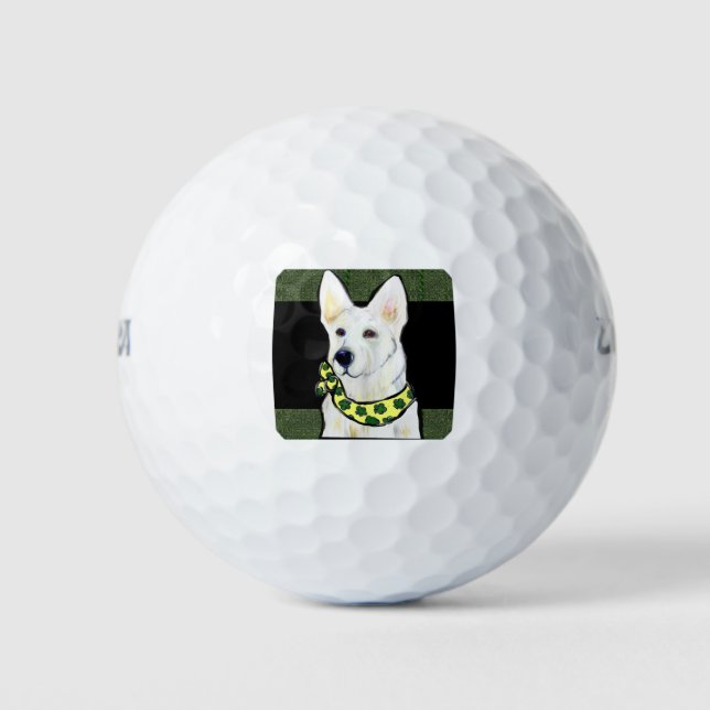 White German Shepherd St. Patty Golf Balls (Front)