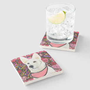 White German Shepherd Stone Coaster