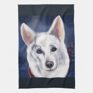 WHITE GERMAN SHEPHERD TEA TOWEL