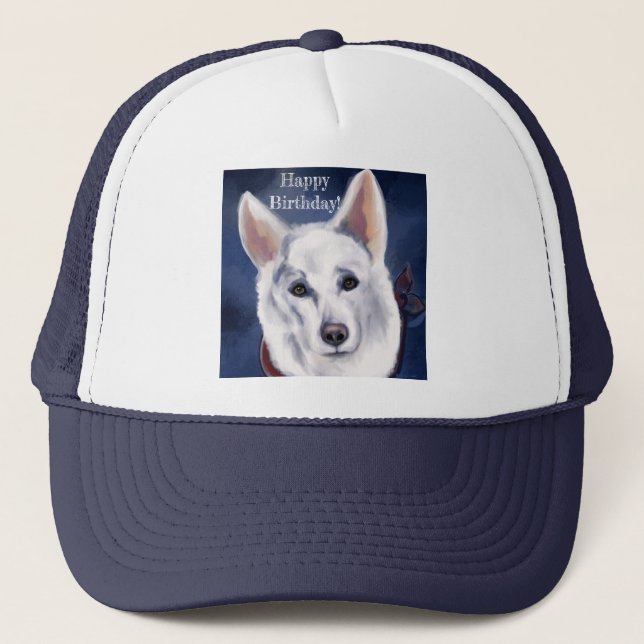 WHITE GERMAN SHEPHERD    TRUCKER HAT (Front)