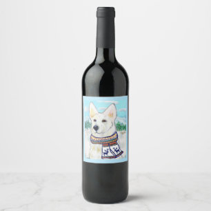 White German Shepherd   Wine Label