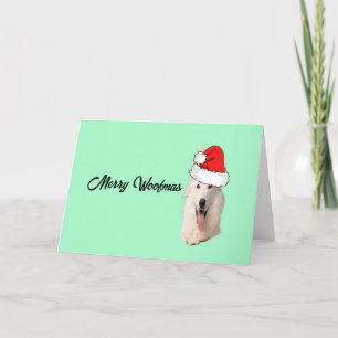 White German Shepherd with a Santa Hat  Holiday Card
