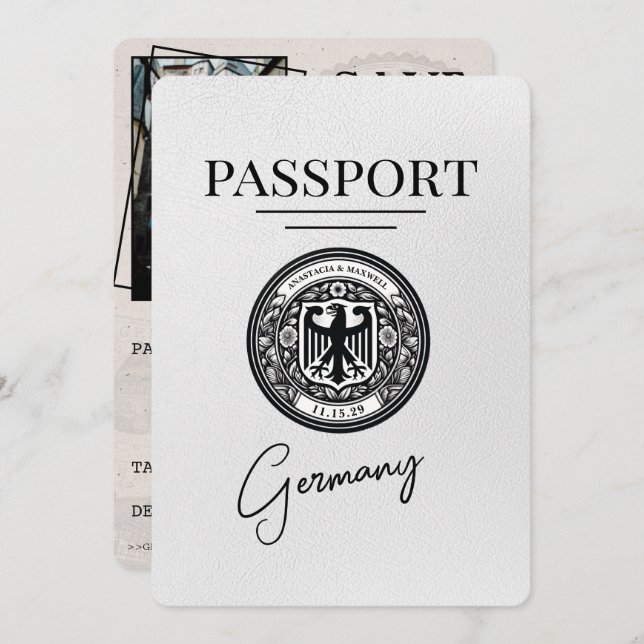 White Germany Passport Save The Date (Front/Back)