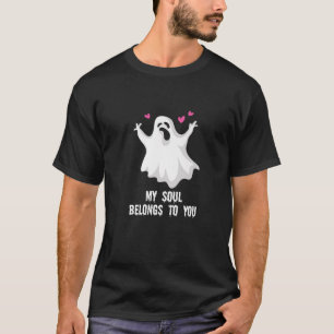 White Ghost Costume Women Men Funny Couple Hallowe T-Shirt