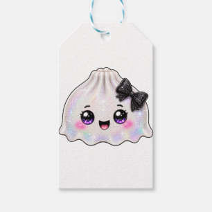 White Ghost Dumpling Squishy Halloween Black Gift Tags