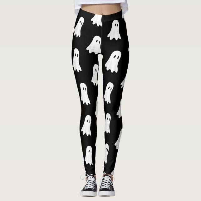 White Ghost, on Black Background. Leggings (Front)
