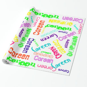 White Gift Wrap neon colour Name Collage