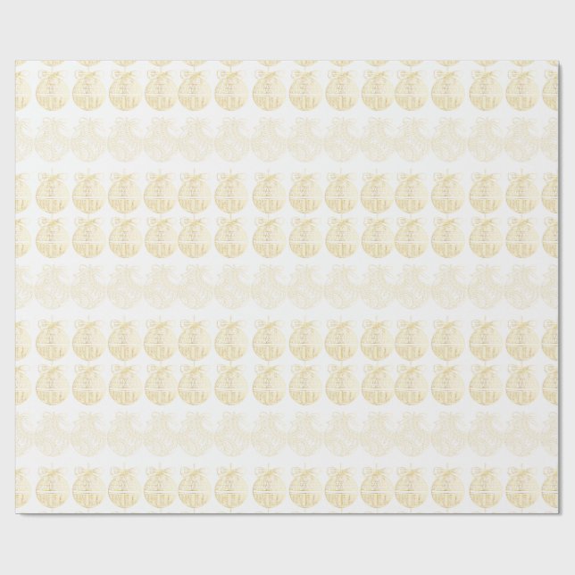 White Gift Wrap with Gold Ornaments  (Flat)