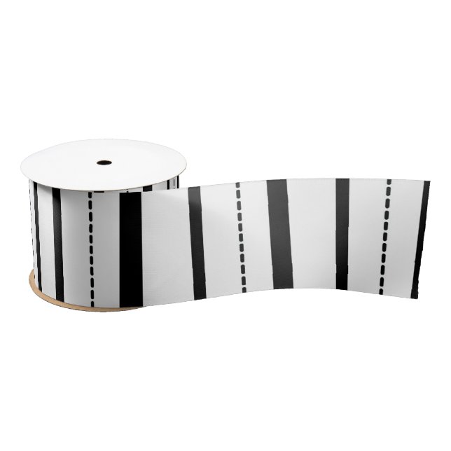 White Gingham Stripe Pattern Satin Ribbon (Spool)