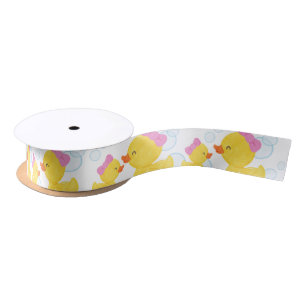 White Girl Rubber Duck Ribbon Satin Ribbon