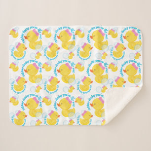 White Girl Watercolor Rubber Ducky You're the One Sherpa Blanket