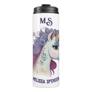 White Girls' Cute Elegant Purple Magical Unicorn Thermal Tumbler