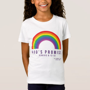 White Girl's T-shirt Rainbow God's Promise w/Scrip