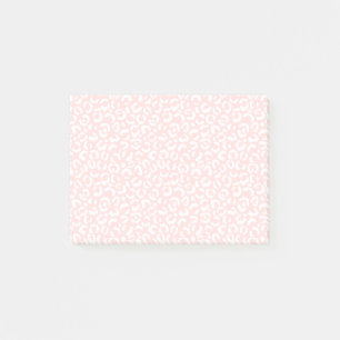 White Girly Blush Pink Leopard Print Post-it Notes