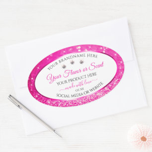 White Girly Pink Glitter Product Labels Diamonds