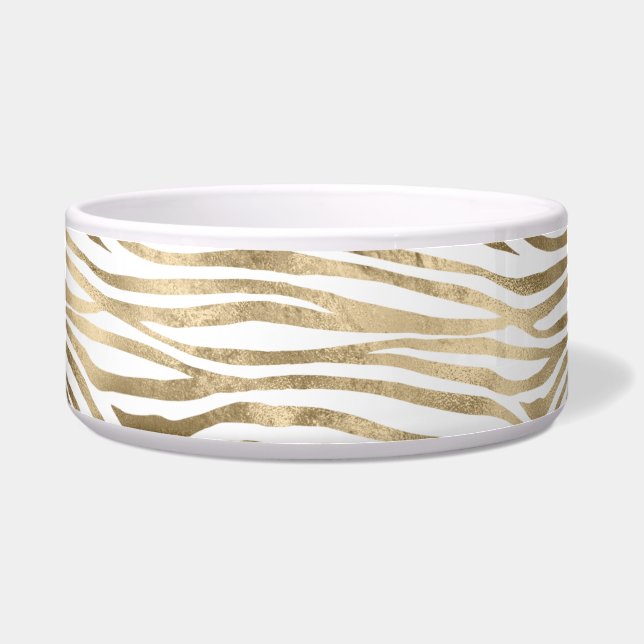 White Glam Gold Zebra Animal Print  (Front)