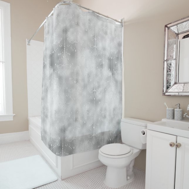 White Glam Shower Curtain (In Situ)