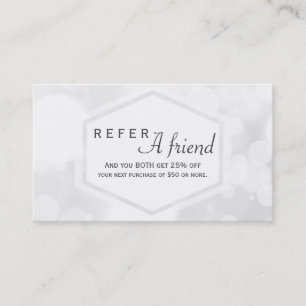 White Glamour Lights Salon REFER A FRIEND Card