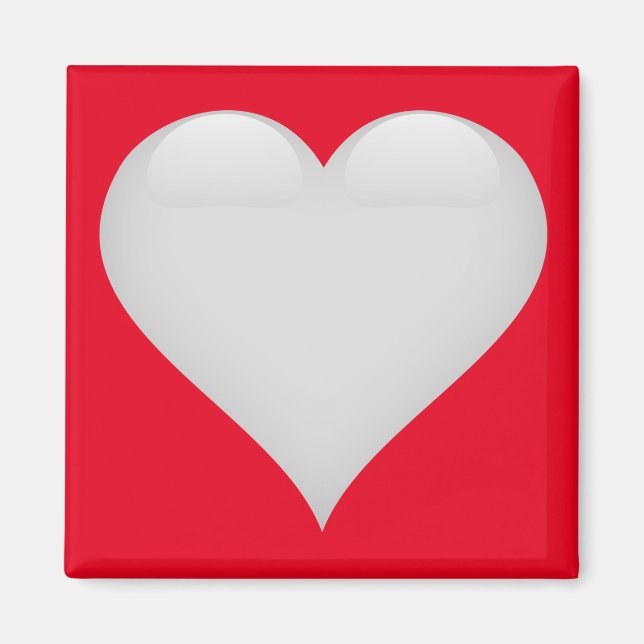 White Glass Heart Customizable Magnet (Front)