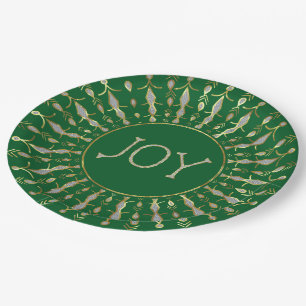 White Glitter Abstract Christmas Snowflakes Paper  Plate