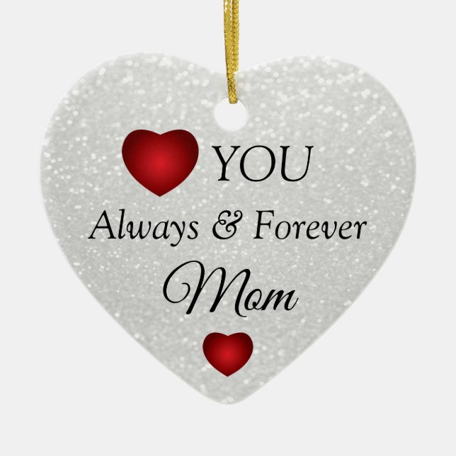 White Glitter and Gold for Mum Ceramic Ornament (Front)