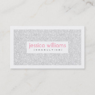 White Glitter And Sparkles Pink Accents Business Card
