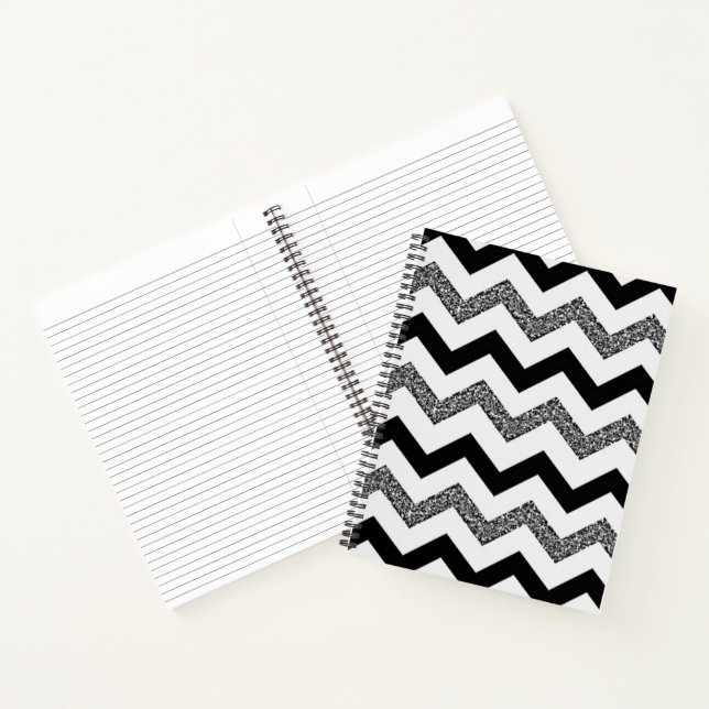 White Glitter Chevron Spiral Notebook (8.5" x 11") (Inside)