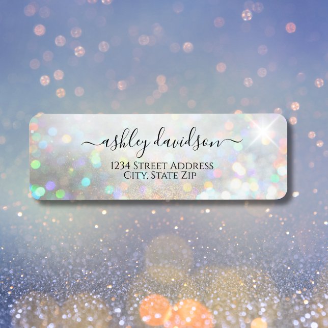 White Glitter Dust Return Address label (Creator Uploaded)