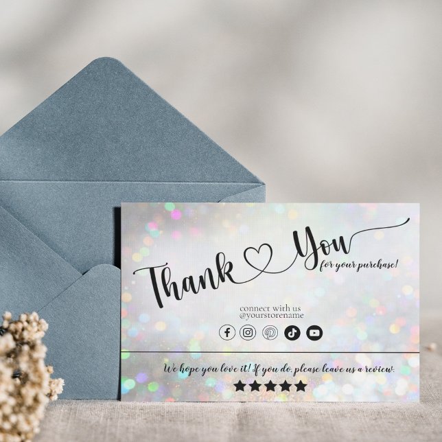 White Glitter Dust Thank You Business Card (Creator Uploaded)