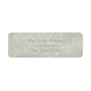 White Glitter Glam Bokeh Sparkle Address Labels