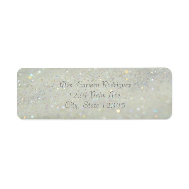 White Glitter Glam Bokeh Sparkle Address Labels (Front)