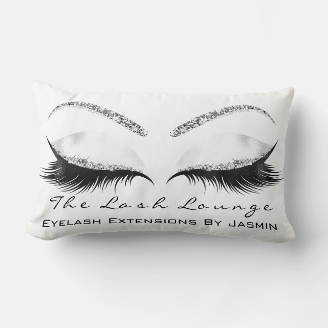 White Glitter Gray Makeup Eyes Lashes Beauty Lumbar Cushion (Front)