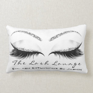 White Glitter Gray Makeup Eyes Lashes Beauty Lumbar Cushion
